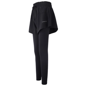 Legging de sport noir 2-en-1 taille haute avec cordon et imprimé Fitness Girl