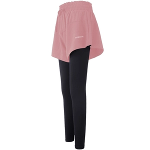 Leggings de Sport Faux Deux Pièces pour Femmes Taille Haute Contrôle du Ventre Pantalon Jupe Respirant Fitness Bas