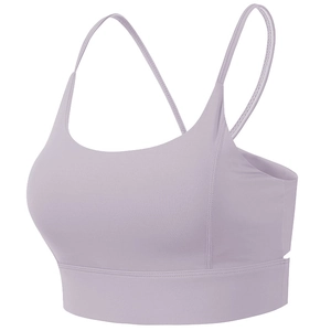 Brassière de sport lilas avec fines bretelles et dos croisé pour le yoga et le fitness