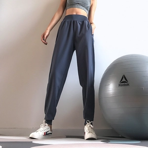 Marineblaue High-Waist Jogginghose mit Taschen für Fitness und Yoga, schnelltrocknend
