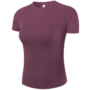 Maglietta Sportiva Donna Slim Fit Asciugatura Rapida Traspirante Yoga Corsa Top Manica Corta Tinta Unita Elastica Maglia Atletica
