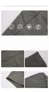 Macro detail of high-waisted gray sports shorts with professional four-needle six-thread seams