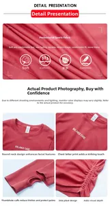 Detail view of red yoga top with side drawstring design and thumbholes for women