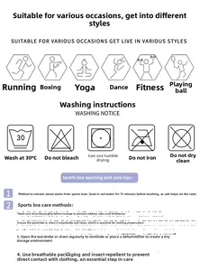 Infographie détaillant l'entretien du soutien-gorge de sport et les conseils de lavage
