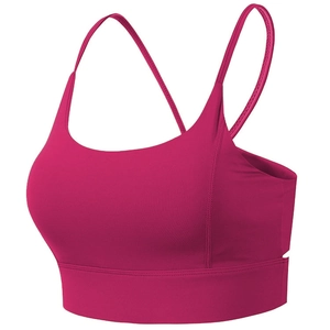 Soutien-gorge de sport rose foncé avec bretelles croisées et maintien élastique