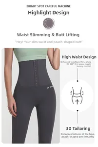 Dettaglio dei pantaloni yoga modellanti a vita alta con design a compressione a 360 gradi