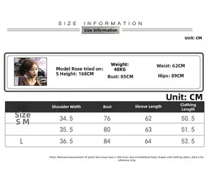 Detailed size guide for women's slim fit sports top with sleeve and chest measurement