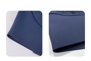 Dettaglio ravvicinato di due tipi di cuciture dell'orlo elastico sul reggiseno da yoga