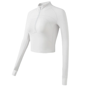 Women Slim Fit Sports Top Long Sleeve Half Zipper Quick Dry Running Yoga Active Top With Thumbholes Sporty Casual Stand Collar Shirt