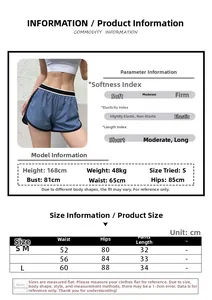 Tabella taglie per pantaloncini sportivi a vita alta con misure e guida alla vestibilità