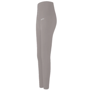 Pantaloni da yoga grigio scuro a vita alta con trama a costine e fibbie metalliche