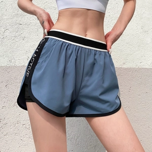 Pantaloncini sportivi blu da donna con fodera per corsa e allenamento in palestra
