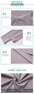 Détails du haut de yoga violet côtelé avec passe-pouces et tissu respirant Dry Fit