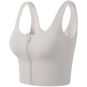 Soutien-gorge de sport à fermeture éclair avant avec larges bretelles pour le yoga