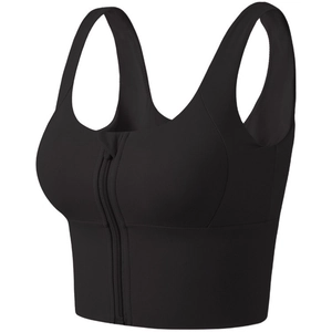 Soutien-gorge de sport noir avec fermeture éclair avant et larges bretelles de fitness