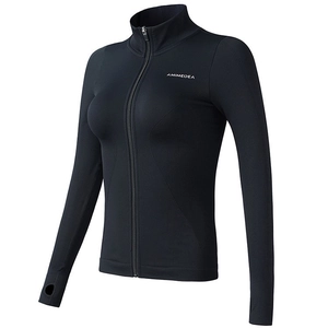 Veste de Yoga Slim Fit pour Femmes Fermeture Éclair Manches Longues Haut de Sport de Course avec Passe-pouces Séchage Rapide Gym