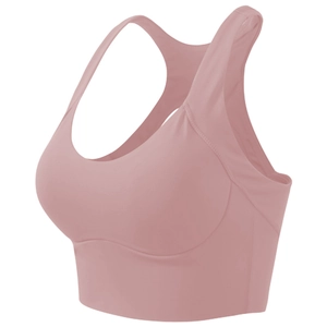 Reggiseno sportivo rosa scuro con schiena a vogatore in tessuto elastico per lo yoga