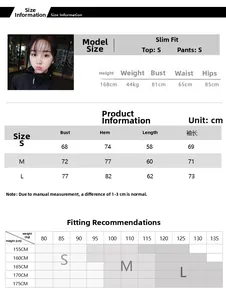 Detailed size chart for slim fit athletic jacket with height and weight recommendations