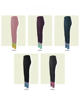 Multiple high-waist yoga leggings with butt-lift design and LUO logo on leg cuff