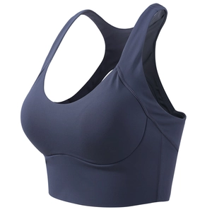 Reggiseno sportivo blu navy con dorso a vogatore e ampia fascia elastica di supporto
