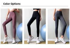Comparaison détaillée de leggings de yoga taille haute en violet, noir et gris sport
