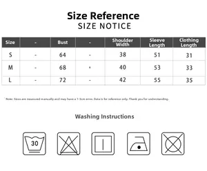 Size chart for slim fit yoga top showing S to L measurements and washing instructions