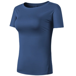 T-shirt de course réfléchissant pour femme en bleu marine avec tissu à séchage rapide
