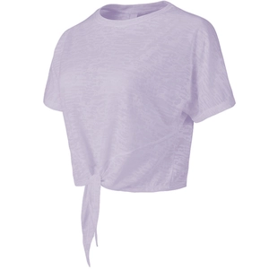 Damen Sport T-Shirt in Hellviolett mit Burnout-Muster und seitlichem Knotendetail