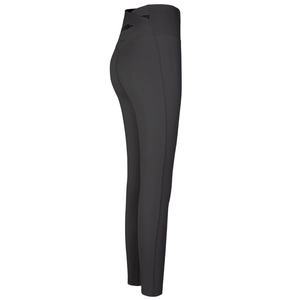 Leggings de yoga taille haute croisés gris foncé avec coupe ajustée et tissu séchage rapide