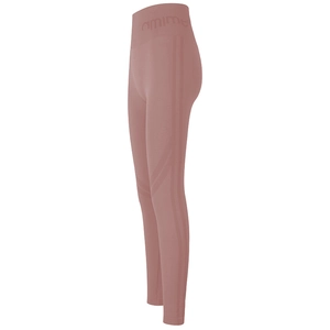 High-waist seamless yoga leggings in Morandi pink with vertical ribbed texture
