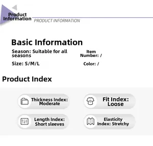 Size chart and fabric details for breathable quick-dry loose yoga t-shirt