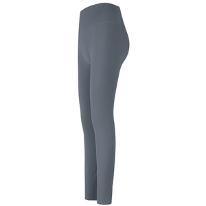 High-waisted dark grey yoga leggings with elastic tummy control for fitness training