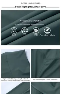 Detailed views of high waist yoga leggings showing modal fabric texture and butt lift design