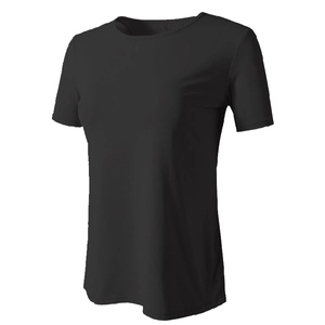 Women's slim-fit quick-dry yoga T-shirt in black breathable fabric for fitness training