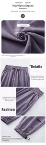 Détail du pantalon de yoga taille haute avec cordon de serrage et poches latérales