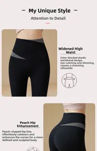 Vue détaillée de la taille haute large et de la couture effet push-up du legging