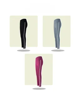 Détails du legging de sport taille haute avec rayures latérales en noir, bleu et rose