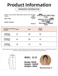 Tableau des tailles détaillé pour legging de yoga taille haute avec mesures S M L