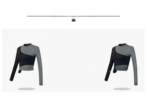 Détails du haut de yoga bicolore à manches longues avec logo personnalisé
