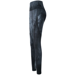 High-waisted tie-dye yoga leggings with marble pattern for tummy control and push up