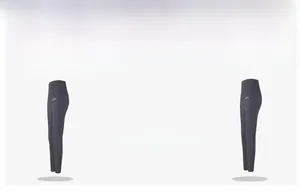Détail du legging de yoga taille haute montrant le logo personnalisé sur le bas de jambe