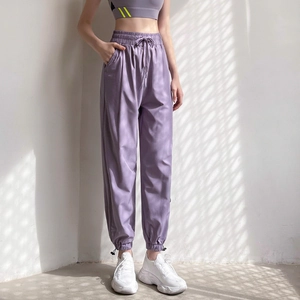 Pantalon de Jogging de Sport à Taille Haute pour Femmes Ample à Séchage Rapide Pantalon de Yoga Fitness Avec Poches à Cordon