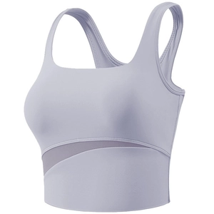 Women's High Impact Spliced Sports Bra Shockproof Wireless Yoga Tank Top Running Workout Gym Activewear Breathable Vest Top