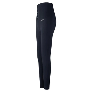 Leggings de yoga noir taille haute avec boucles métalliques gainantes pour le fitness