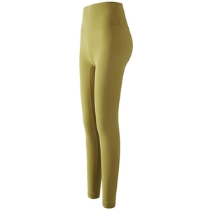 Legging de yoga taille haute vert moutarde avec effet push-up et gaine abdominale