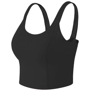 Soutien-gorge de sport noir à larges bretelles et design crop top pour yoga et course