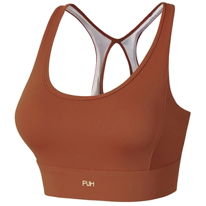 Soutien-gorge de sport rouge rouille avec dos nageur et large bande de maintien