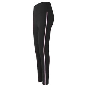 Legging de sport noir à taille haute avec rayures roses pour le fitness et yoga