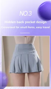 Detail of high waisted sports skirt featuring a functional hidden back waist pocket