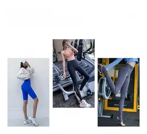 Detail of high-waisted yoga leggings showing the peach hip lifting design and fit